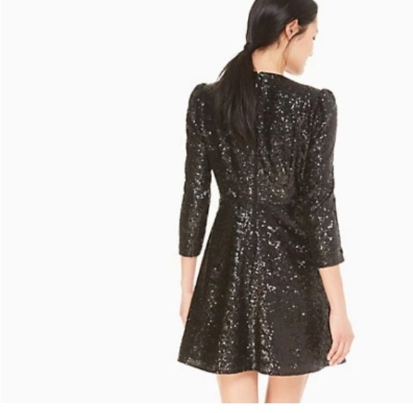 Kate Spade sequin dress black plunging neckline size 2 - Picture 3 of 16